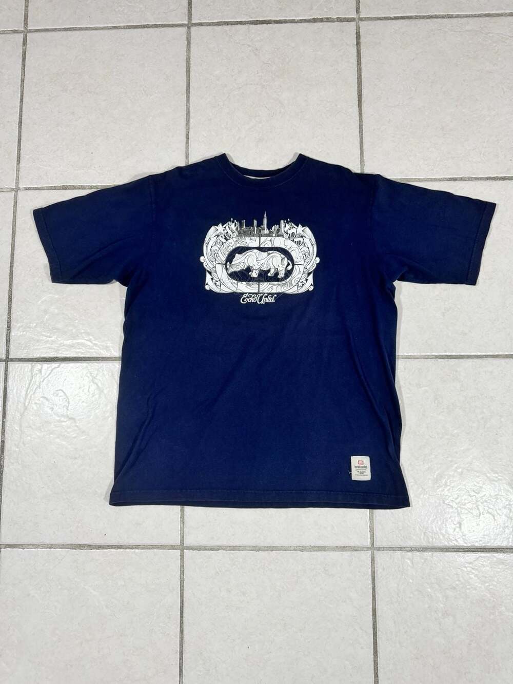 Ecko Unltd The Classic T-Shirt Size 2XL Navy Blue Graphic Tee Y2K